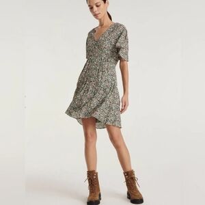 The Kooples Short Printed Dress With Covered Buttons Green Floral Size 3 (M / L)